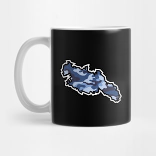 Lasqueti Island Silhouette in Blue Camouflage Pattern - Army Camo - Lasqueti Island Mug